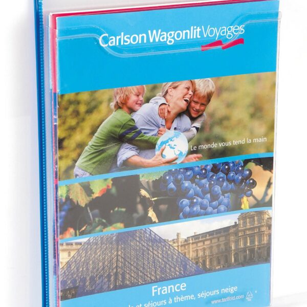 Porte brochures avec anse A4 cadre bleu