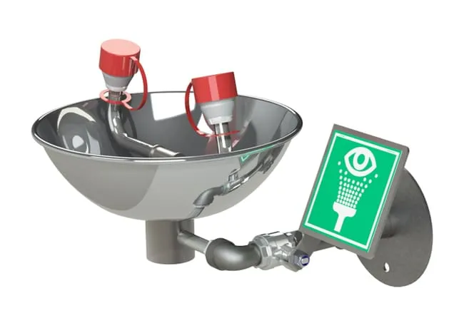 Douche murale pour les yeux et le visage avec vasque ouverte en acier inoxydable STD-85G(D)