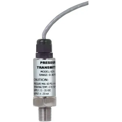 Capteur de pression DWYER : 626-18-GH-P1-E1-S1 Précision 0,25% FS, 3000 Psi, Courant, Jauge, 30 VDC, 1/4' MNPT, 38 mA
